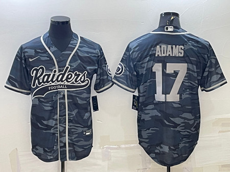 Men's Las Vegas Raiders #17 Davante Adams Gray Camo With Patch Cool Base Stitched Baseball Jersey